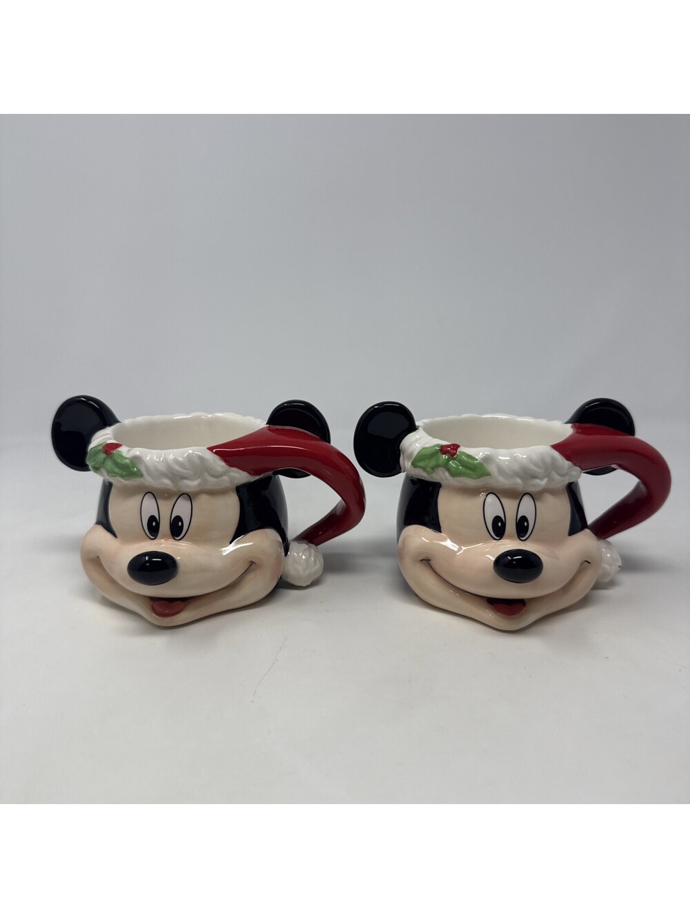 Vintage Disney Parks 2 Mickey Christmas Holiday 3D Mugs